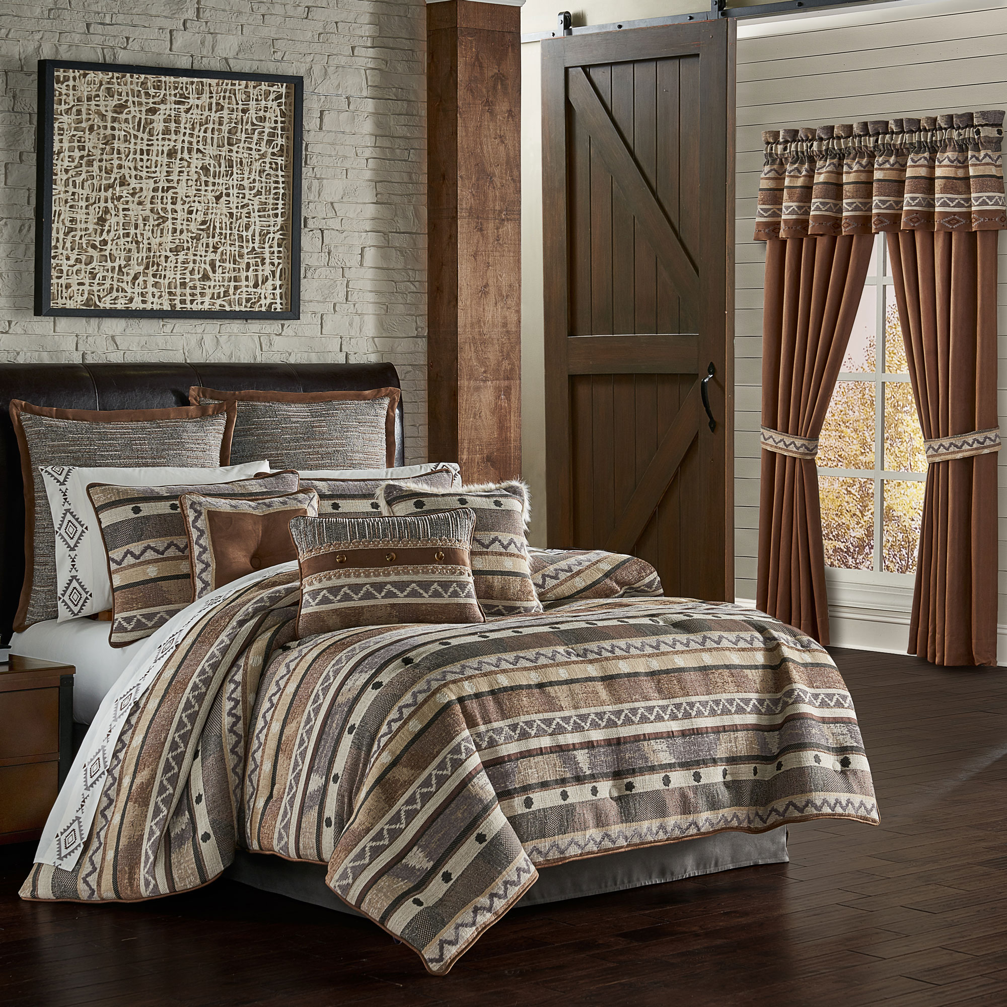 Timber California King 4 Piece Comforter Set in Linen California King | 100% Cotton by J.Queen New York