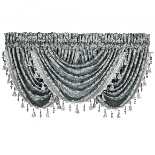 Sicily Teal Waterfall Valance