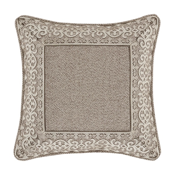 Milan Oatmeal 18" Square Embellished Decorative Throw Pillow
