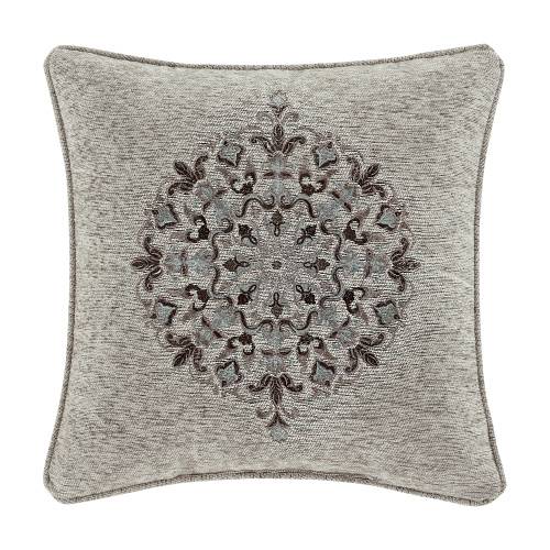Tiana 18" Square Embellished Decorative Throw Pillow Silver