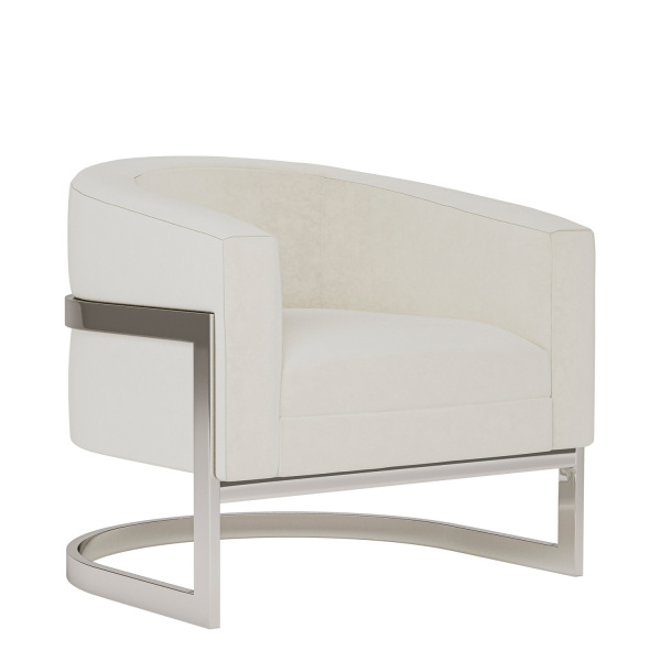 2202LA Bernhardt Callie Wide Barrel White Leather Chair