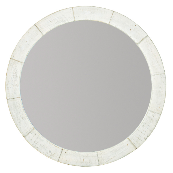 398333W Bernhardt Loft Piper Round Mirror in Brushed White