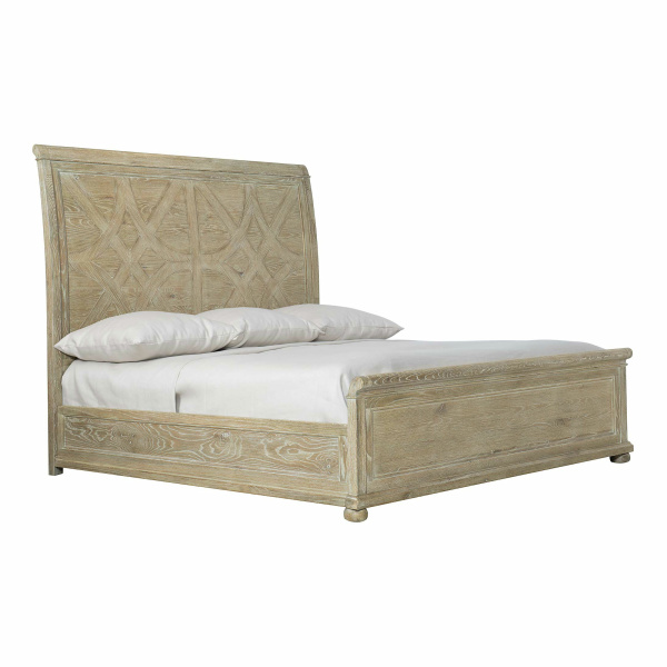K1290 Bernhardt Rustic Patina Panel King Bed in Sand Finish