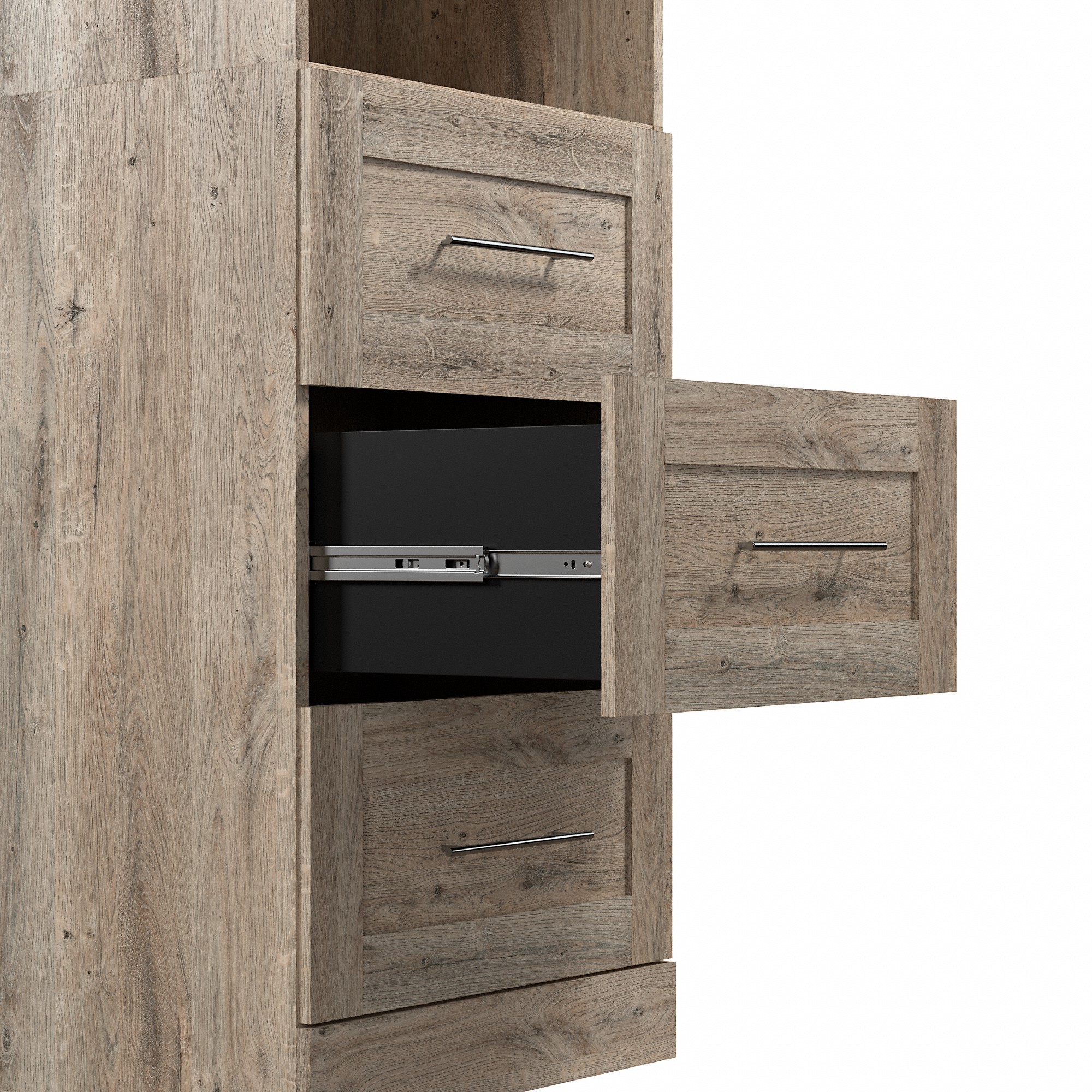 25W Wardrobe with Drawers in Rustic Brown by Bestar