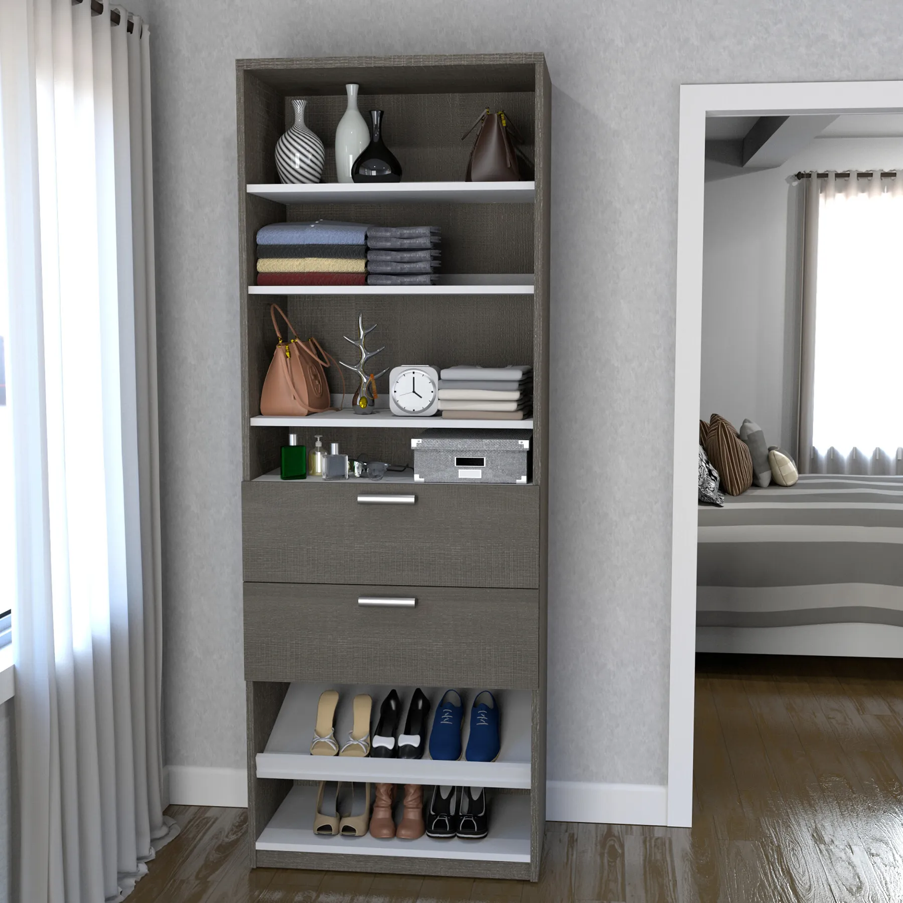 36W Closet Storage Cabinet in Ash Gray by Bestar