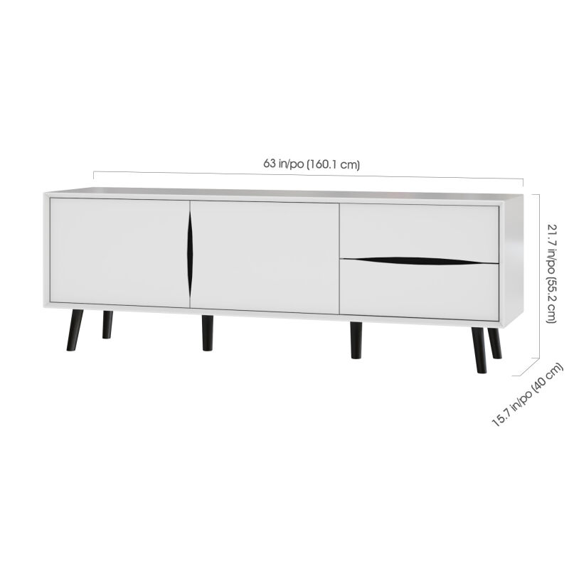 102201 000001 Bestar Maia 63w Tv Stand For 50 Inch Tv In White 5