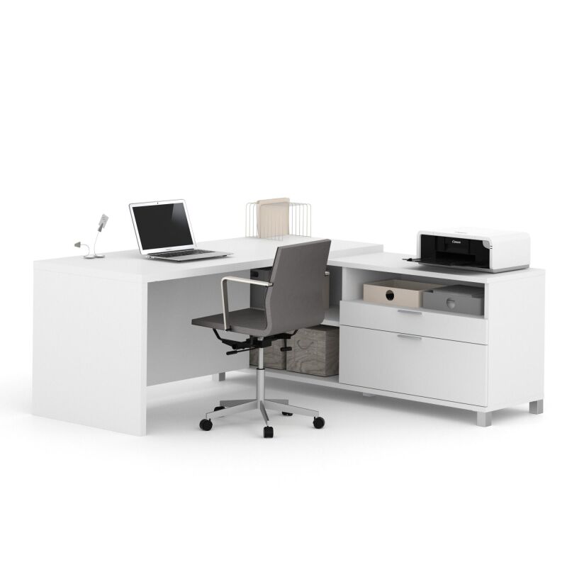 120863-17 Bestar Pro-Linea 72W L-Shaped Office Desk in white