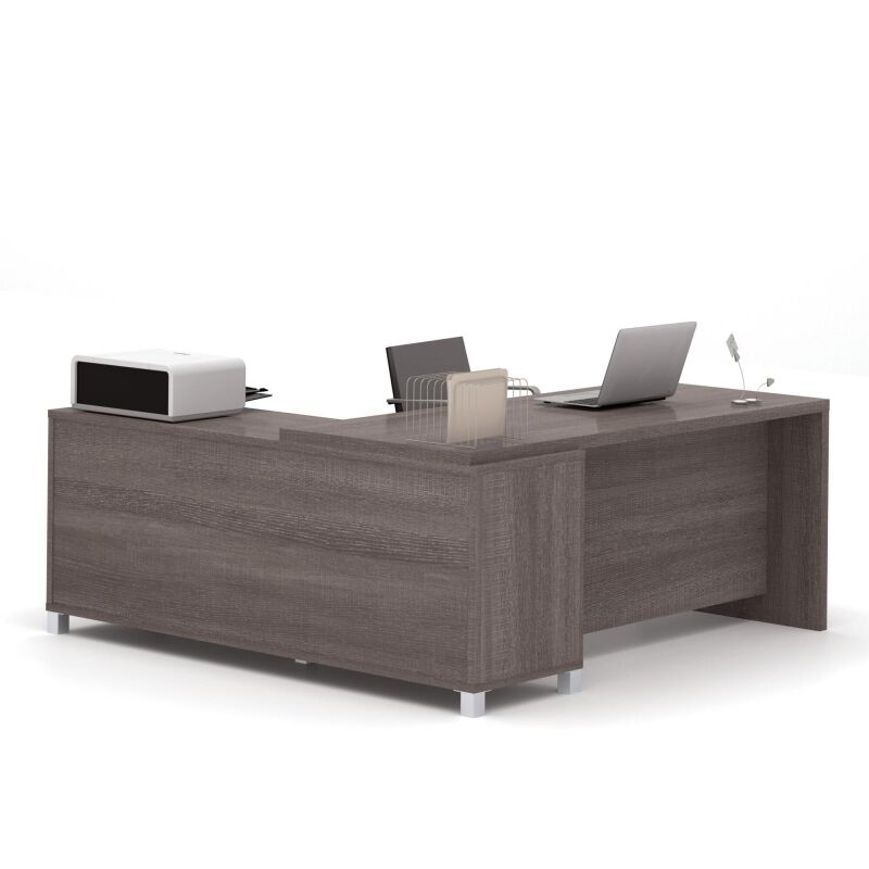 120863 47 Bestar Pro Linea 72w L Shaped Office Desk In Bark Grey 2