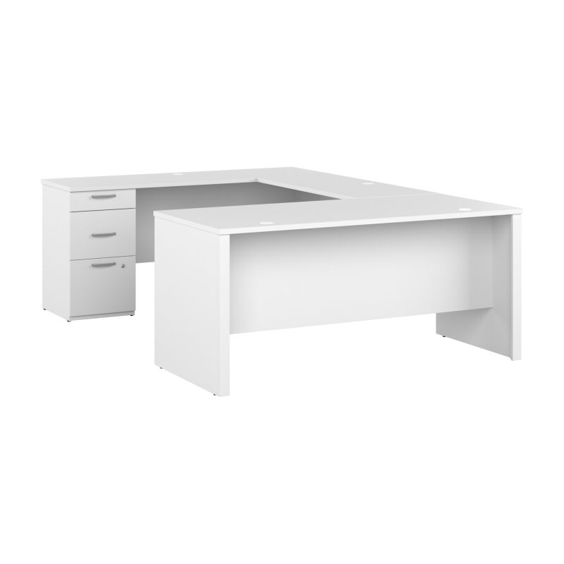 146856-000072 Bestar Logan 65W U Shaped Desk in pure white