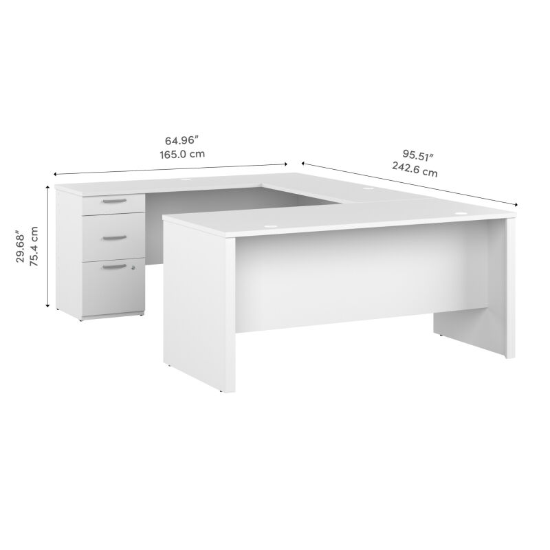 146856 000072 Bestar Logan 65w U Shaped Desk In Pure White 5