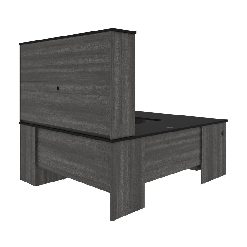 181852 000018 Bestar Norma 71w U Or L Shaped Executive Desk With Hutch In Black Bark Gray 3