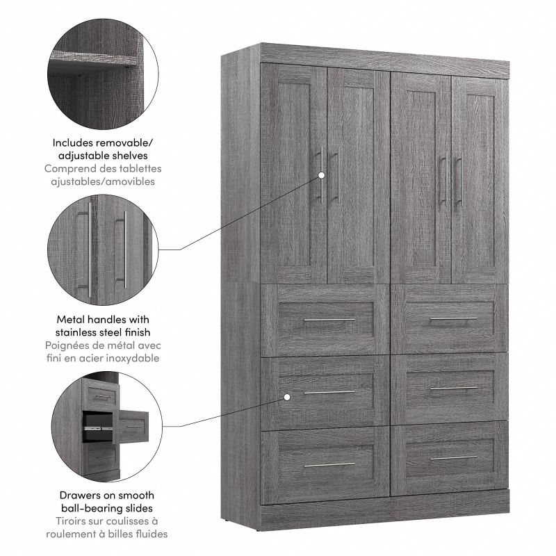 26951 000047 Bestar Pur 50w Closet Organization System With Drawers In Bark Gray 3