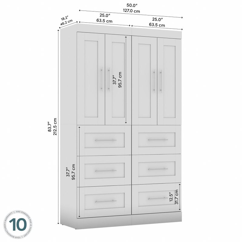 26951 000047 Bestar Pur 50w Closet Organization System With Drawers In Bark Gray 5