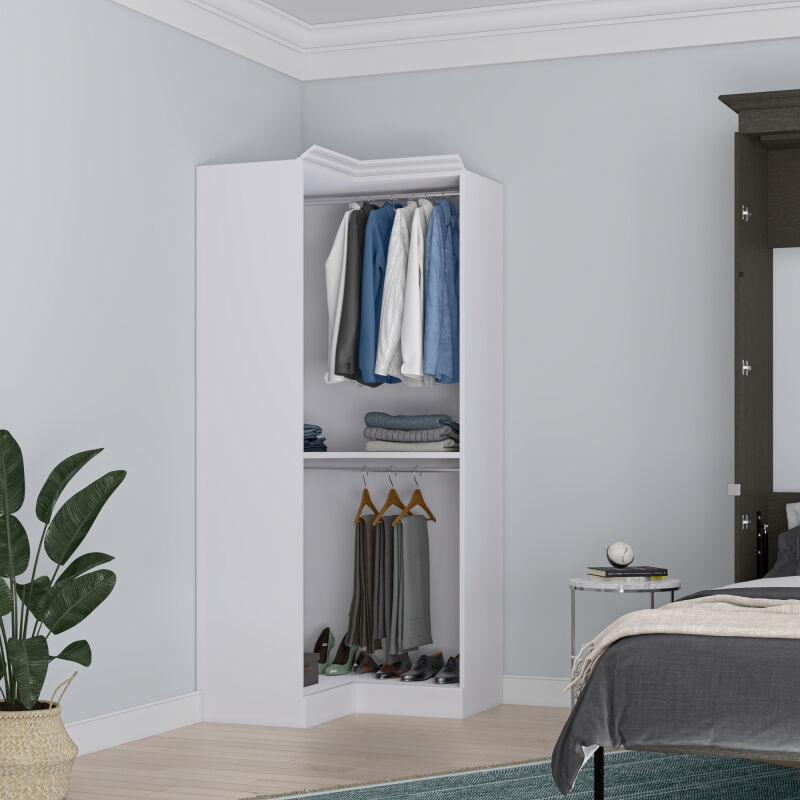 40165-17 Bestar Versatile 36” Corner Closet Organizer in white