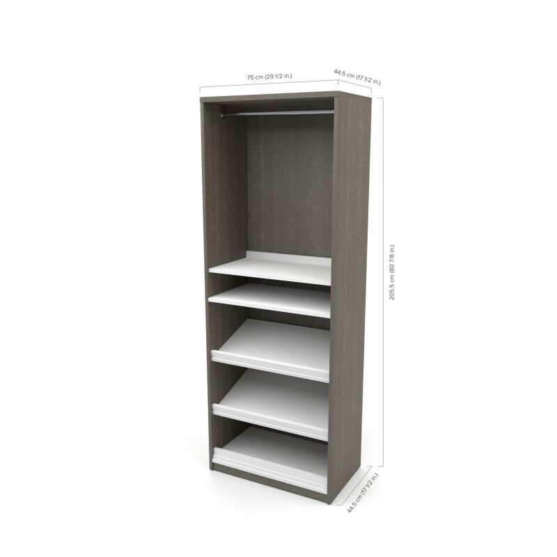 80882 47 Bestar Cielo Queen Murphy Bed And Shelving Unit With Drawers 95w In Bark Grey White 7