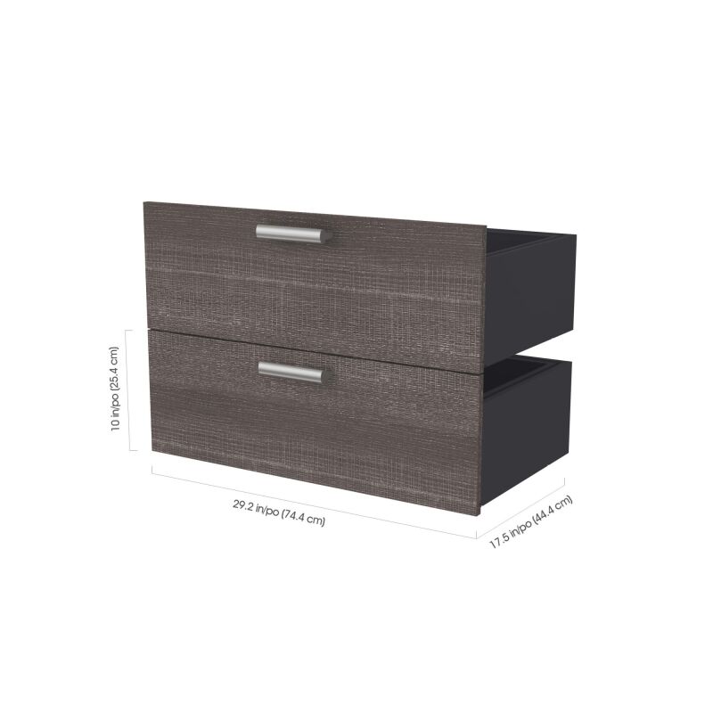 80892 47 Bestar Cielo Full Murphy Bed And Shelving Unit With Drawers 89w In Bark Grey White 9