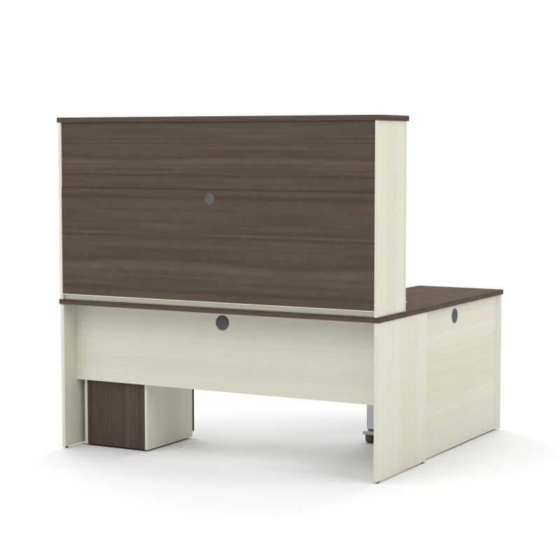 99852 52 Bestar Prestige 72w Modern L Shaped Office Desk With Two Pedestals And Hutch In White Chocolate Antigua 3