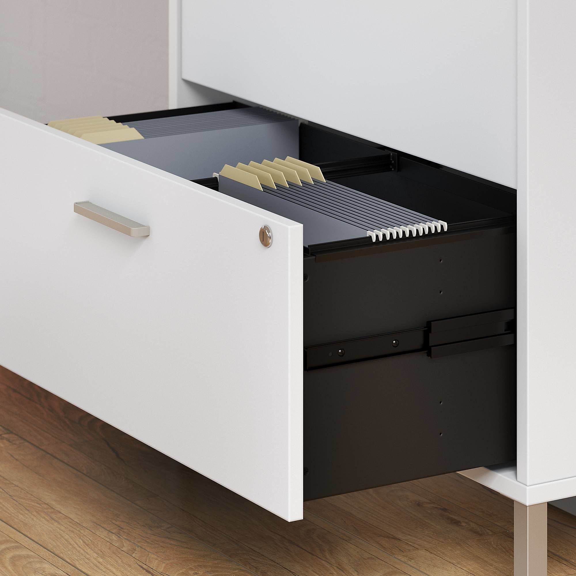 2 Drawer Lateral File Cabinet in White Assembled by Bush