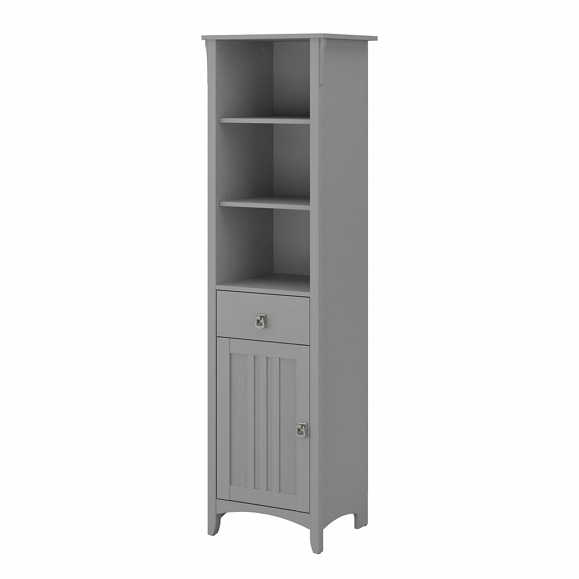 Bush Furniture Salinas Tall Narrow Bookcase Cabinet in Cape Cod Gray