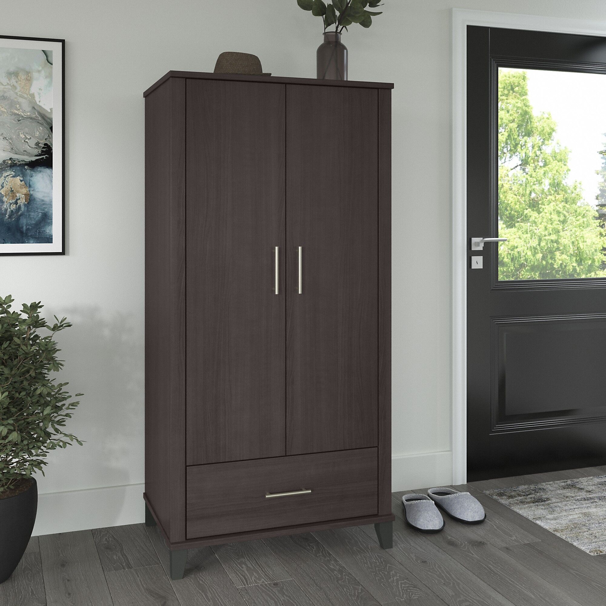 Tall Entryway Cabinet in Storm Gray by Bush