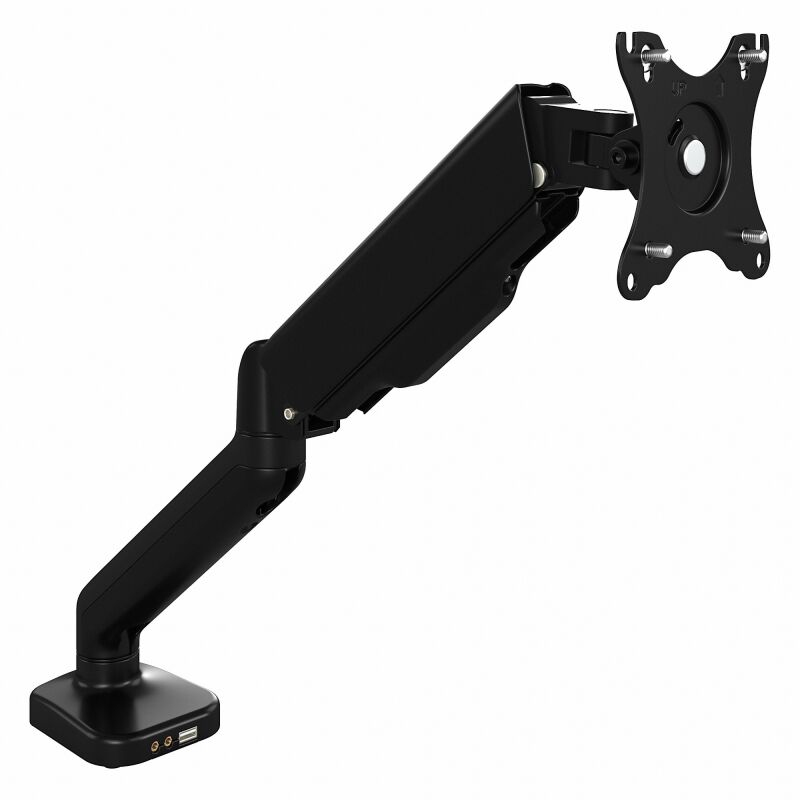 Adjustable Single Monitor Arm with USB Satin Black
