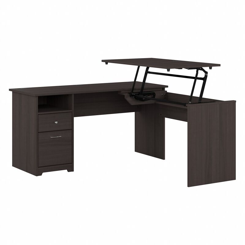 CAB043HRG 60W Single Pedestal Desk with Sit to Stand Return Heather Gray