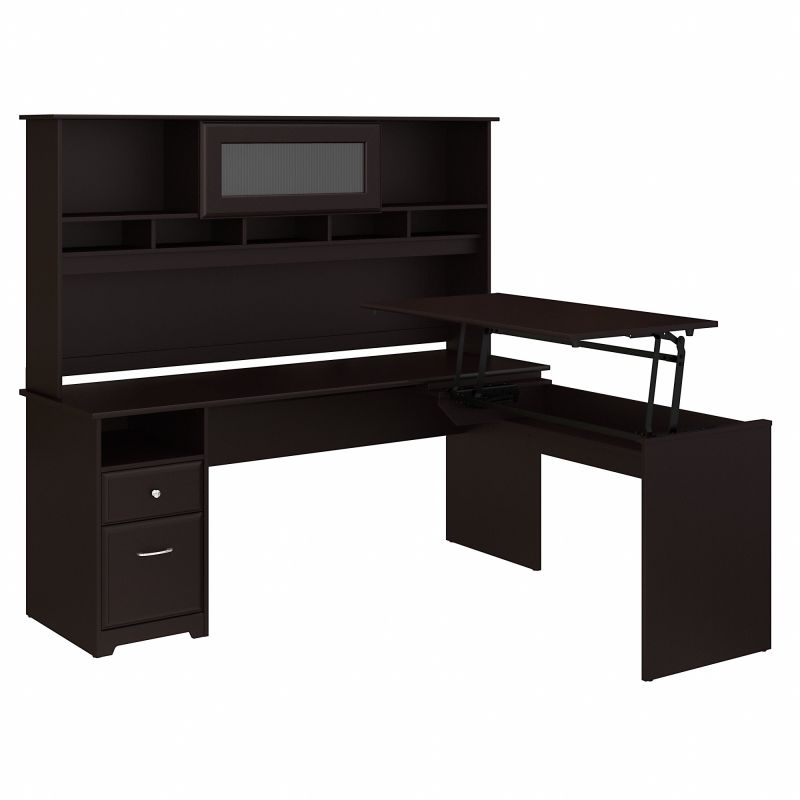 CAB052EPO 72W Single Pedestal Desk with Sit to Stand Return and Hutch