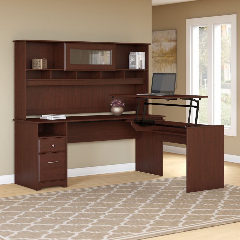 CAB052HVC 72W Single Pedestal Desk with Sit to Stand Return and Hutch
