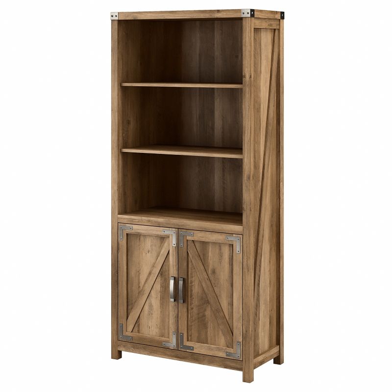 CGB132RCP-03 Cottage Grove Tall 5 Shelf Bookcase with Doors in Reclaimed Pine