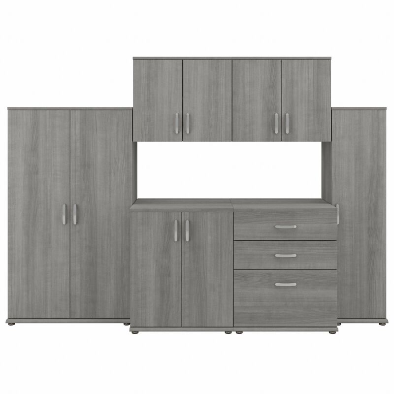 CLS002PG Modular 108W Closet Storage Cabinet System w Wall Mount Cabinets