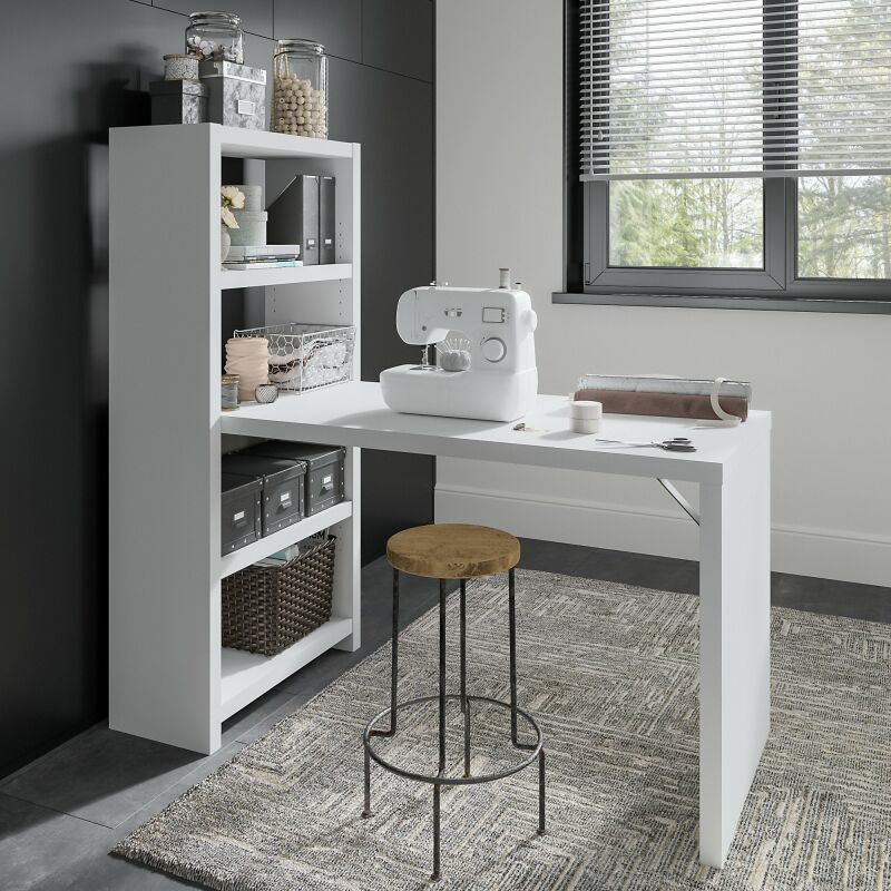 ECH023WHMG 56W Craft Table Pure White/Modern Gray