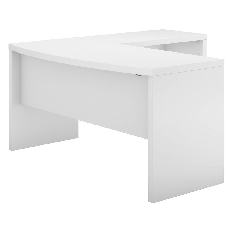 ECH025PW L Shaped Bow Front Desk in Pure White