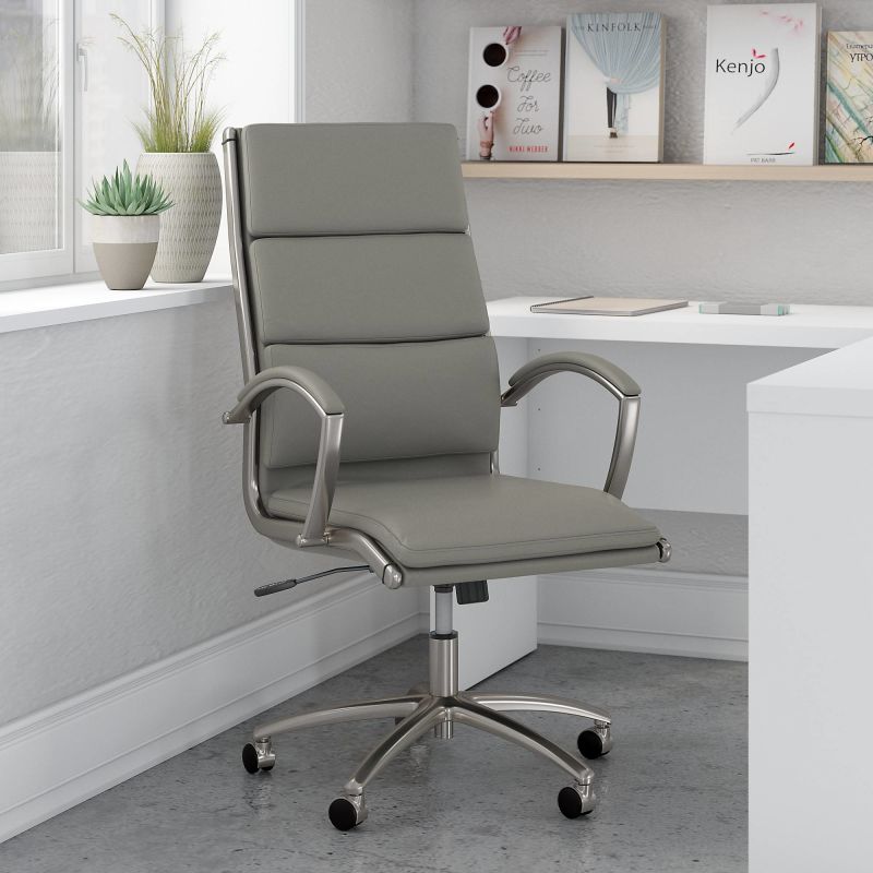 ECH035LG High Back Leather Executive Chair in Light Gray