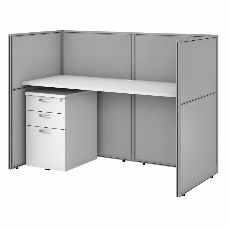 EOD260SWH-03K 60W Straight Desk Closed Office with 3 Drawer Mobile Pedestal