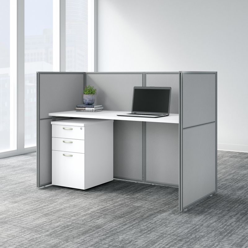 EOD260SWH-03K 60W Straight Desk Closed Office with 3 Drawer Mobile Pedestal