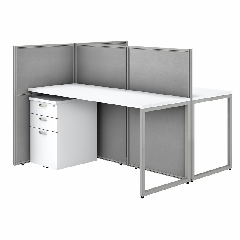 EOD460SWH-03K 60W 2 Person Straight Desk Open Office with 3 Drawer Mobile Pedestals