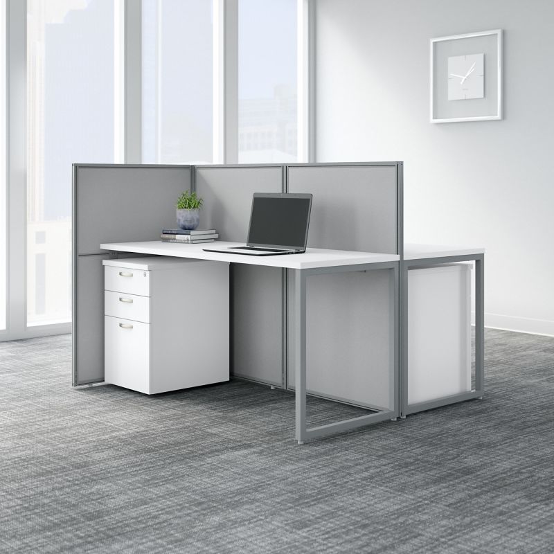 EOD460SWH-03K 60W 2 Person Straight Desk Open Office with 3 Drawer Mobile Pedestals