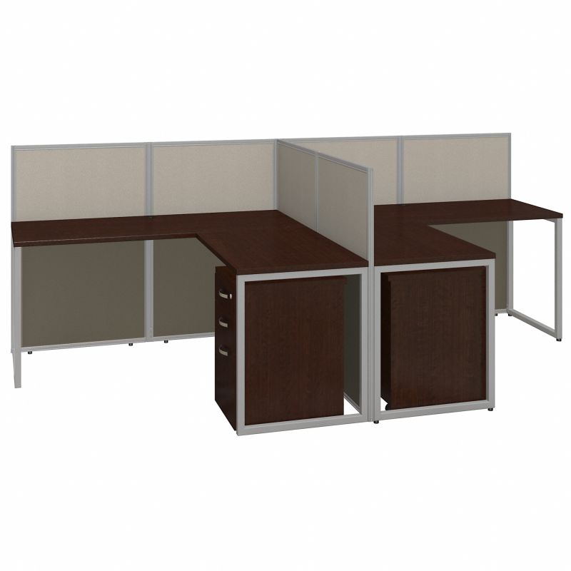 EOD560SMR-03K 60W 2 Person L Desk Open Office with 3 Drawer Mobile Pedestals