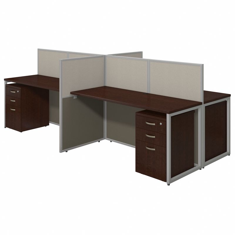 EOD660SMR-03K 60W 4 Person Straight Desk Open Office with 3 Drawer Mobile Pedestals