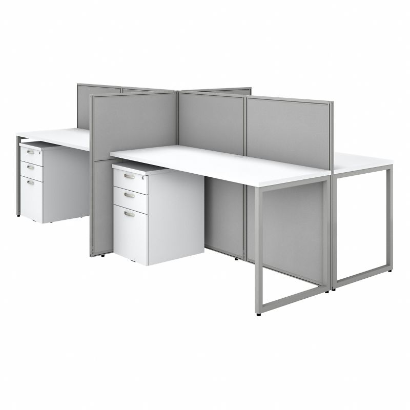EOD660SWH-03K 60W 4 Person Straight Desk Open Office with 3 Drawer Mobile Pedestals