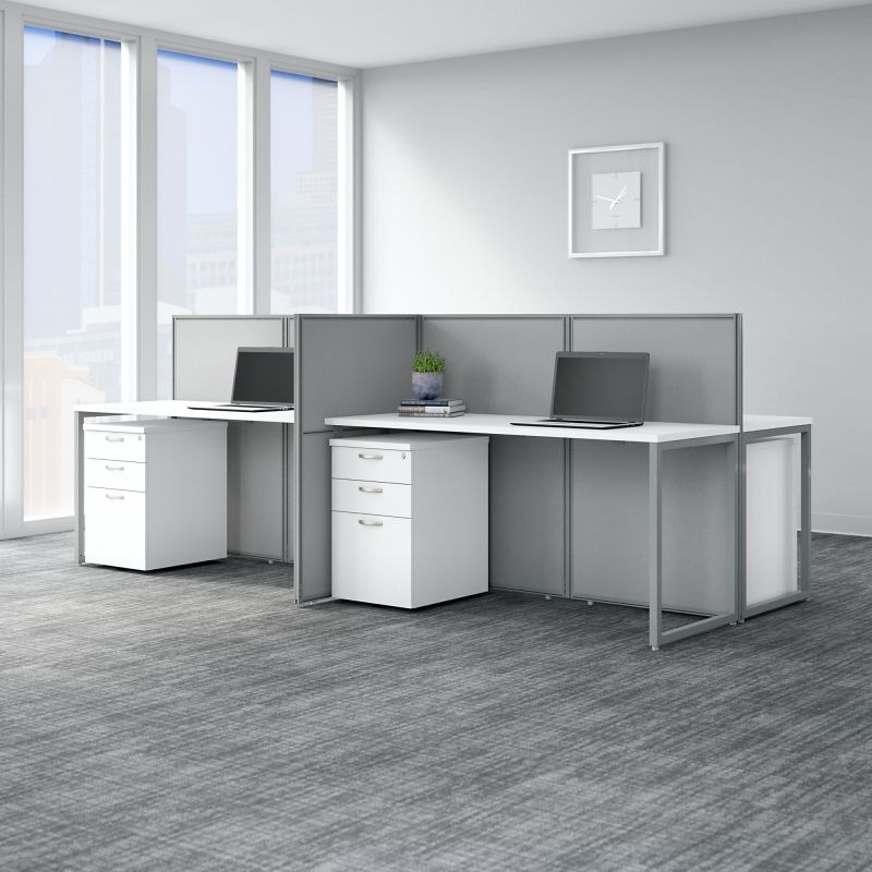 EOD660SWH-03K 60W 4 Person Straight Desk Open Office with 3 Drawer Mobile Pedestals
