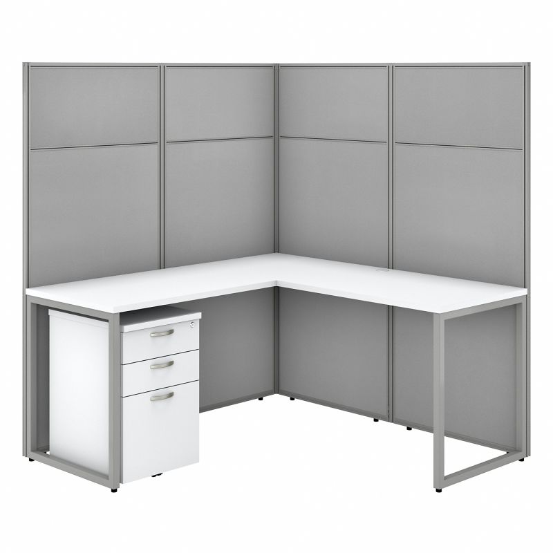 EODH36SWH-03K 60w x 66h L Desk Open Office with 3 Drawer Mobile Pedestal
