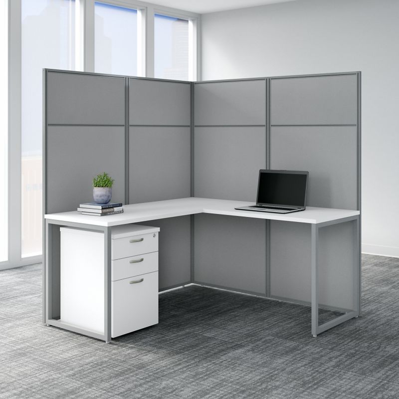 EODH36SWH-03K 60w x 66h L Desk Open Office with 3 Drawer Mobile Pedestal