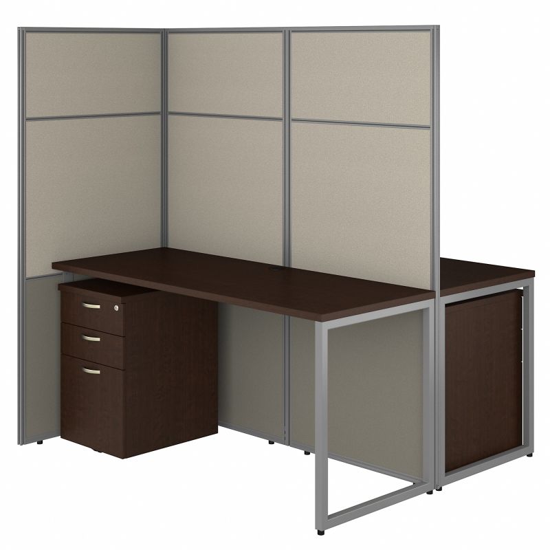 EODH46SMR-03K 60w x 66h 2 Person Straight Desk Open Office with 3 Dwr Mobile Files