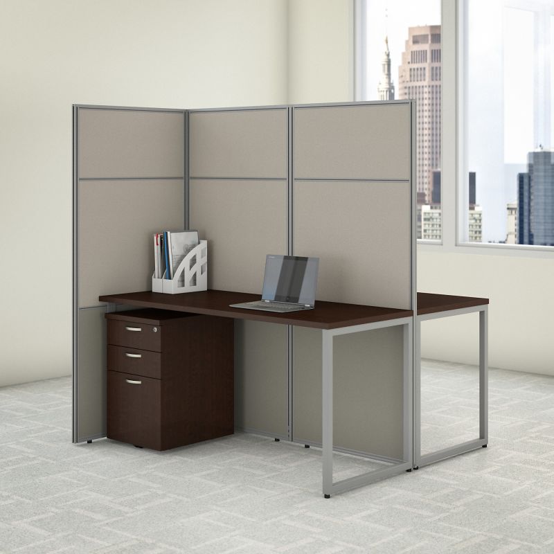 EODH46SMR-03K 60w x 66h 2 Person Straight Desk Open Office with 3 Dwr Mobile Files
