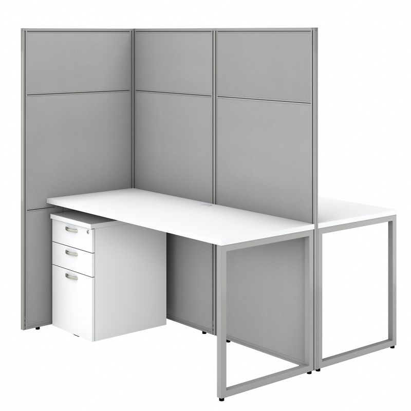 EODH46SWH-03K 60w x 66h 2 Person Straight Desk Open Office with 3 Dwr Mobile Files