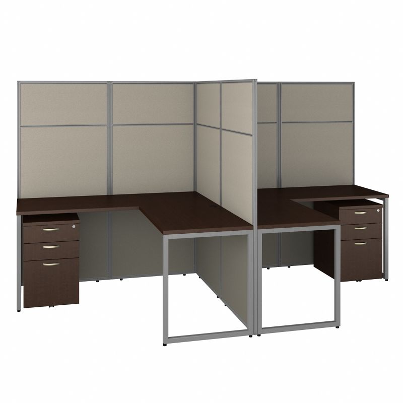 EODH56SMR-03K 60w x 66h 2 Person L Desk Open Office with 3 Drawer Pedestals