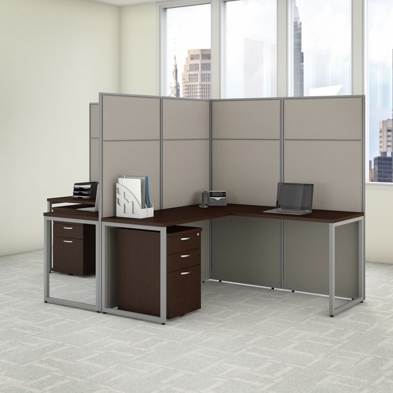 EODH56SMR-03K 60w x 66h 2 Person L Desk Open Office with 3 Drawer Pedestals