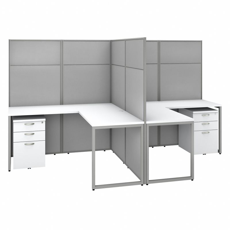 EODH56SWH-03K 60w x 66h 2 Person L Desk Open Office with 3 Drawer Pedestals