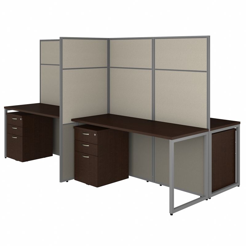 EODH66SMR-03K 60w x 66h 4 Person Straight Desk Open Office with 3 Dwr Mobile Ped